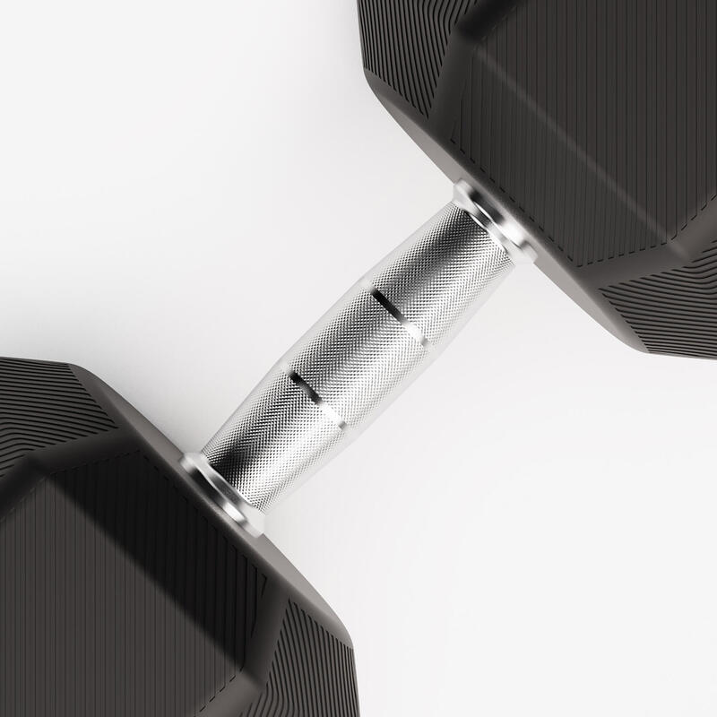 Ganteră de crosstraining și bodybuilding Dumbbell hexagonală 27,5 kg, negru