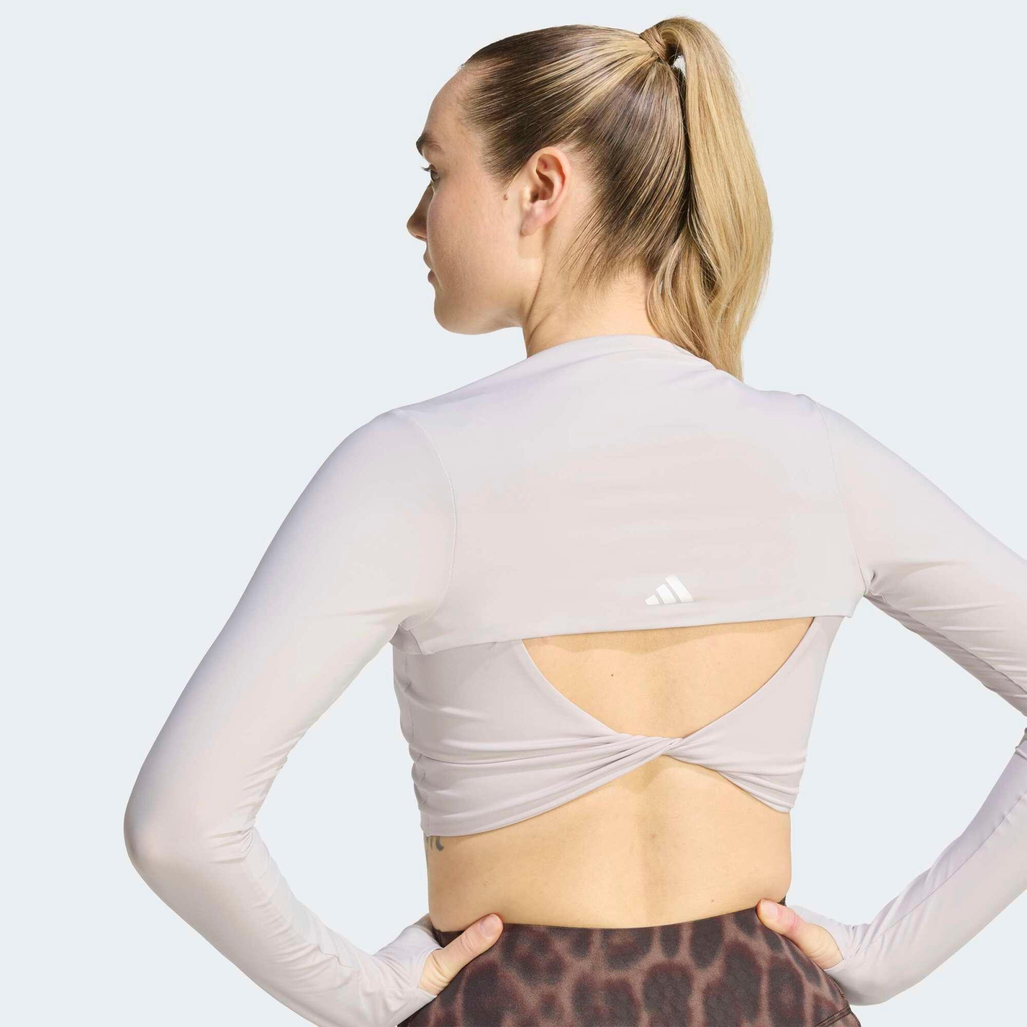 Bolero ADIDAS donna palestra traspirante grigio 3/9