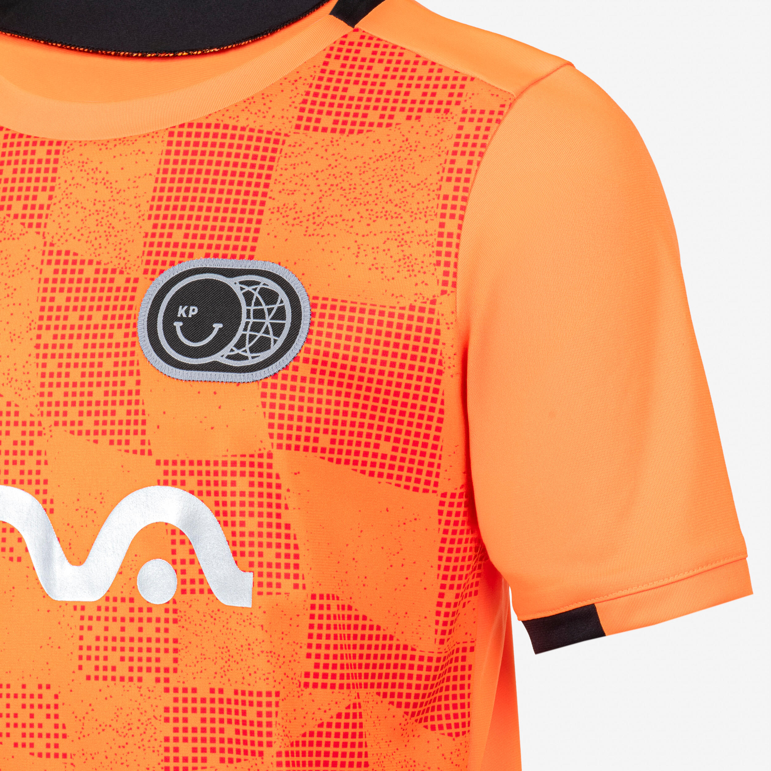 Kids' Short-Sleeved Football Shirt Viralto Kids Check - Orange/Black