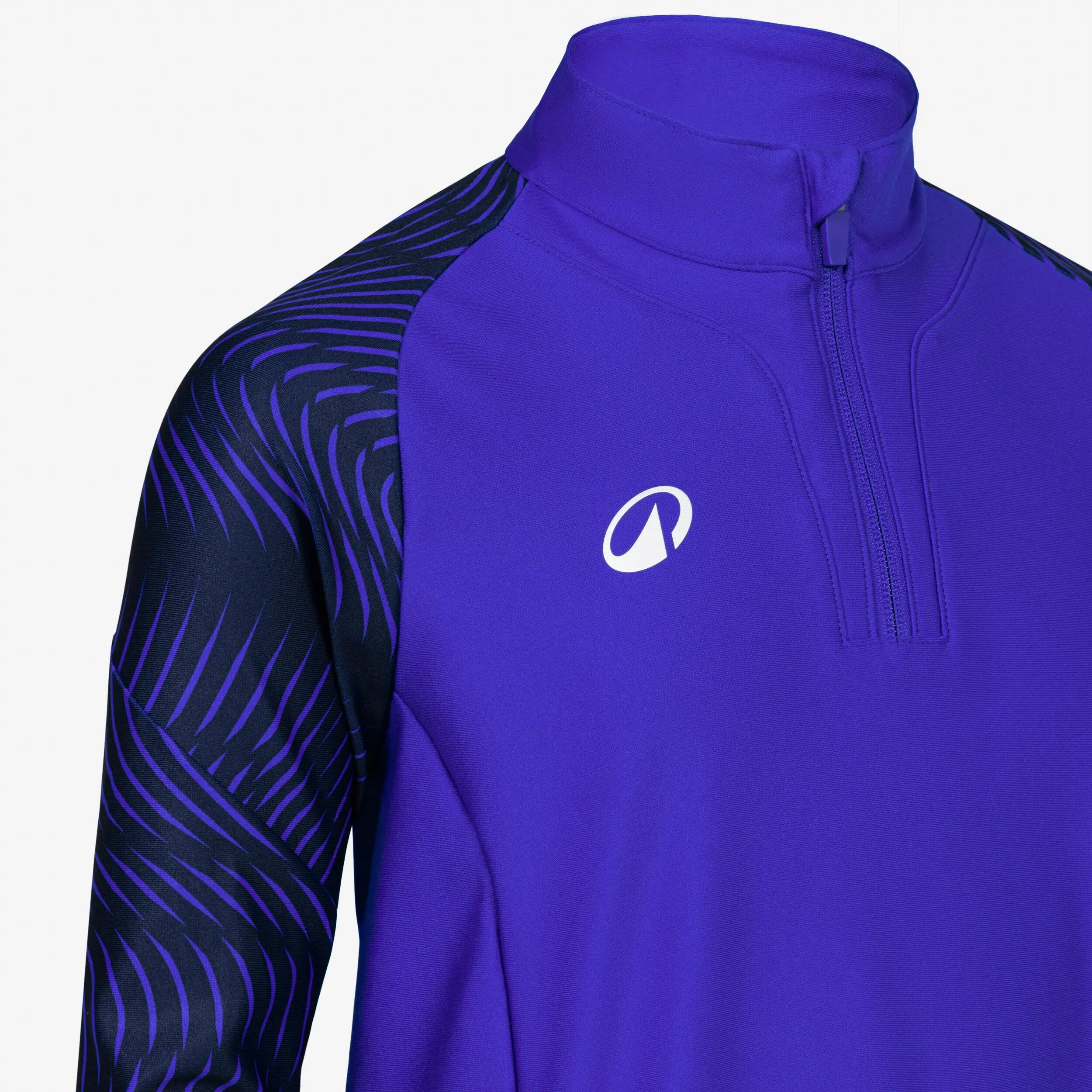 Camisola de Futebol com 1/2 Fecho Criança, Club Wavy Azul vivo/Azul-marinho 3/5