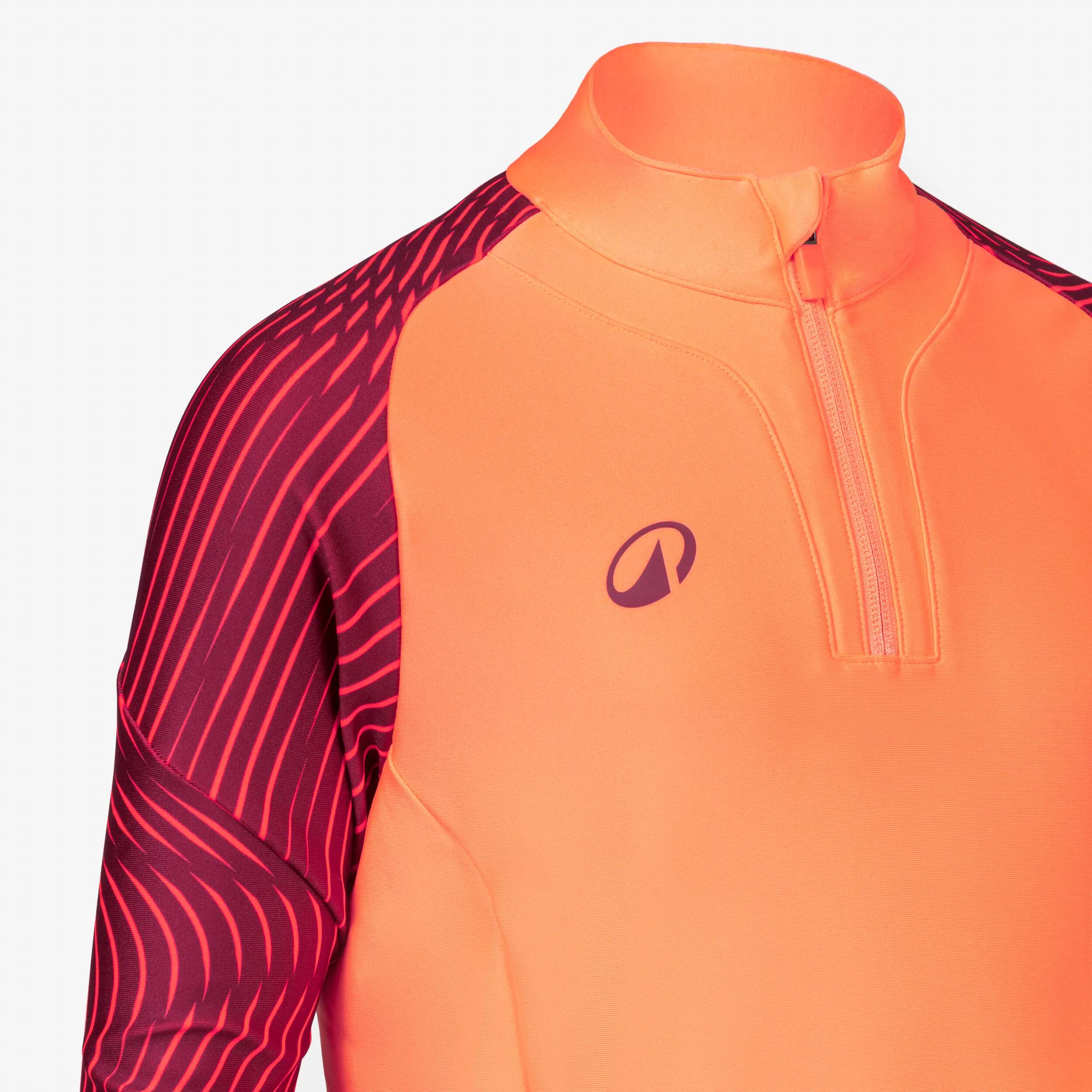 Sweat 1/2 Zip CLUB Wavy enfant pêche et bordeaux 3/5