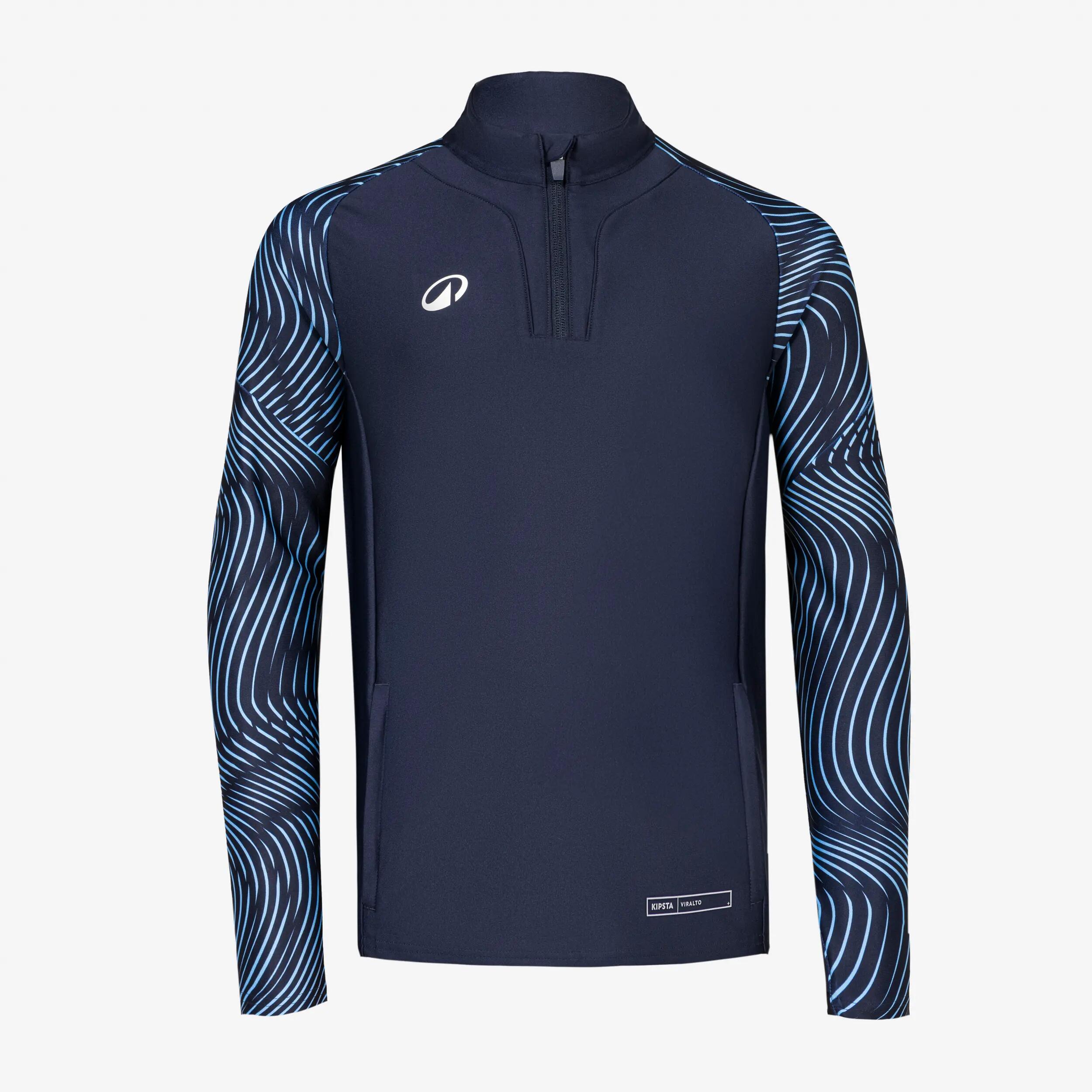 Sweat 1/2 Zip CLUB Wavy enfant bleu acier et bleu clair 2/5