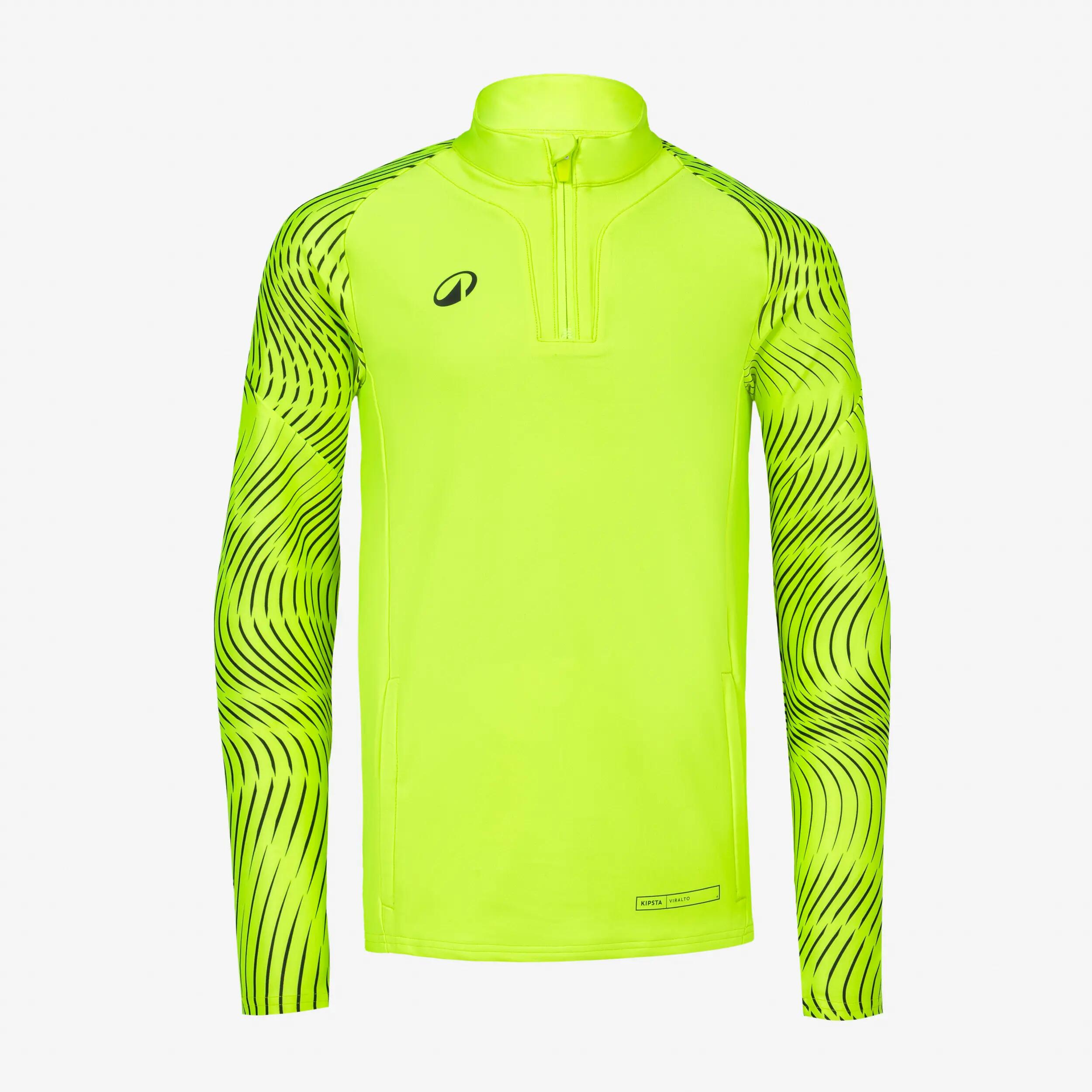 Sweat 1/2 Zip CLUB Wavy enfant jaune fluo et noir 2/5