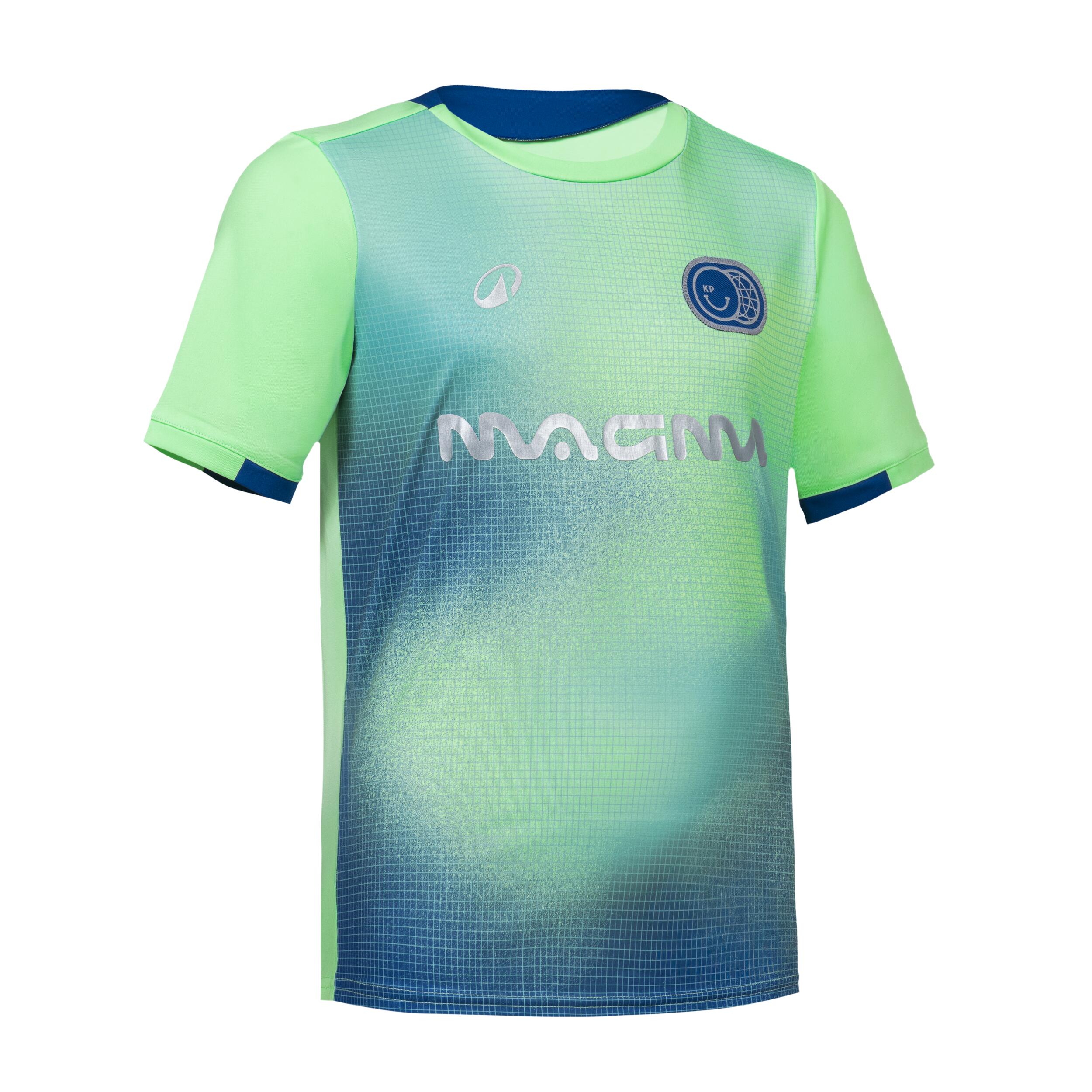 Playera de futbol de manga corta verde boreal y azul para niño Viralto Kids 8/13