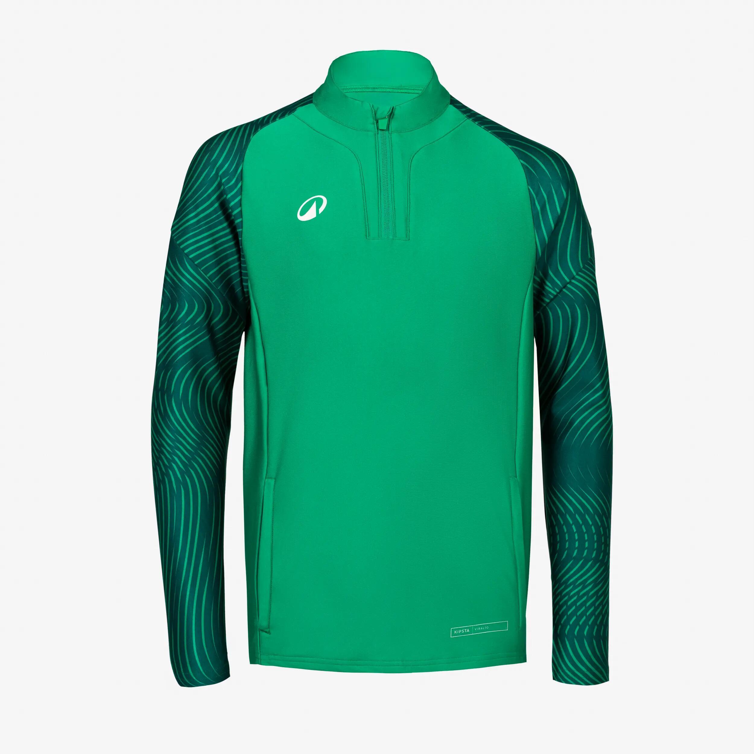 Kinder Fußball Sweatshirt 1/2-Zip - Club Wavy hellgrün/dunkelgrün 2/5