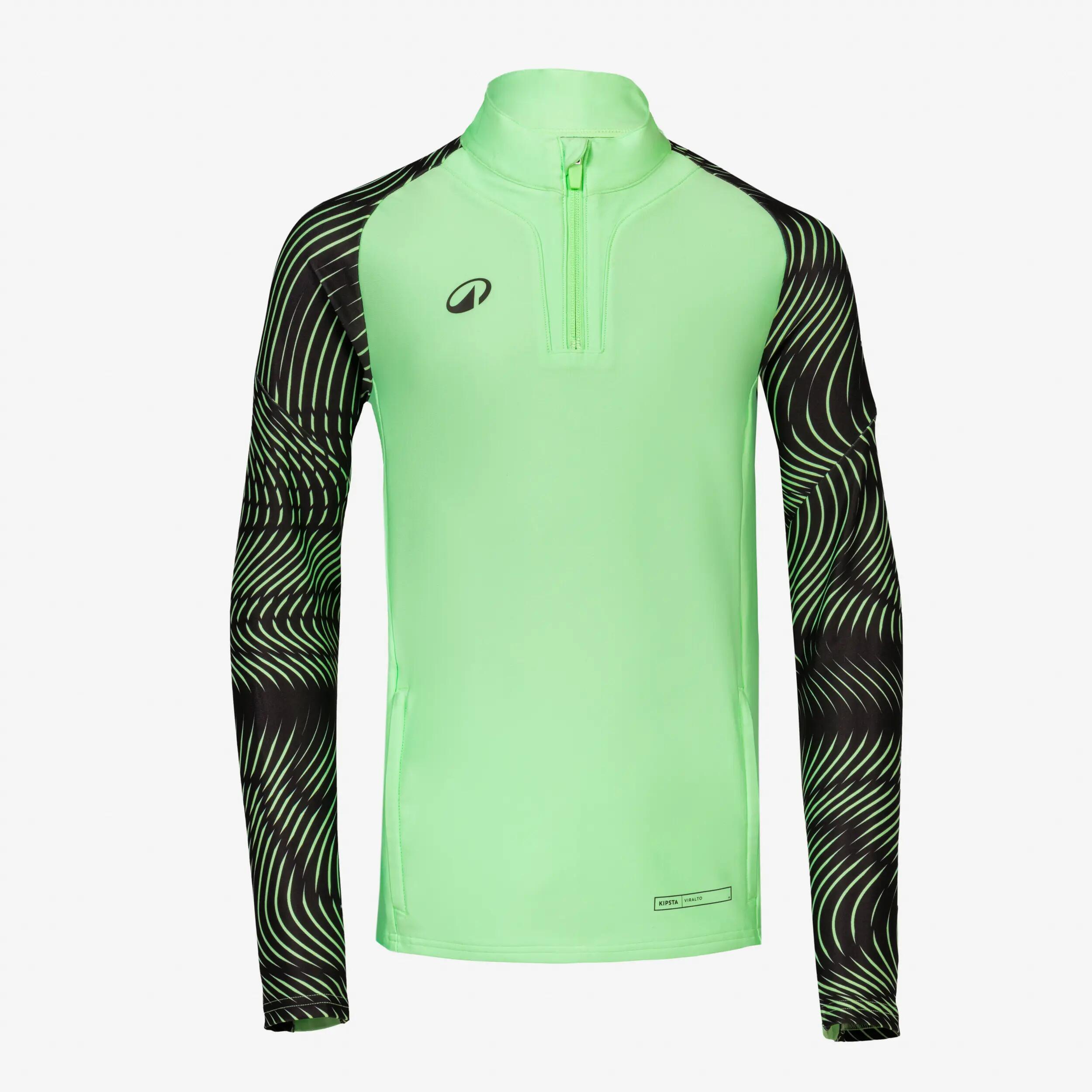 Sweat 1/2 Zip CLUB Wavy enfant vert Fluo et noir 2/5