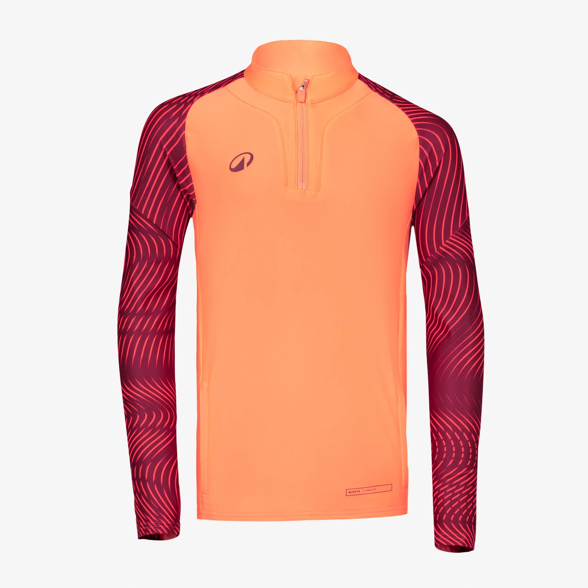 Sweat 1/2 Zip CLUB Wavy enfant pêche et bordeaux 2/5