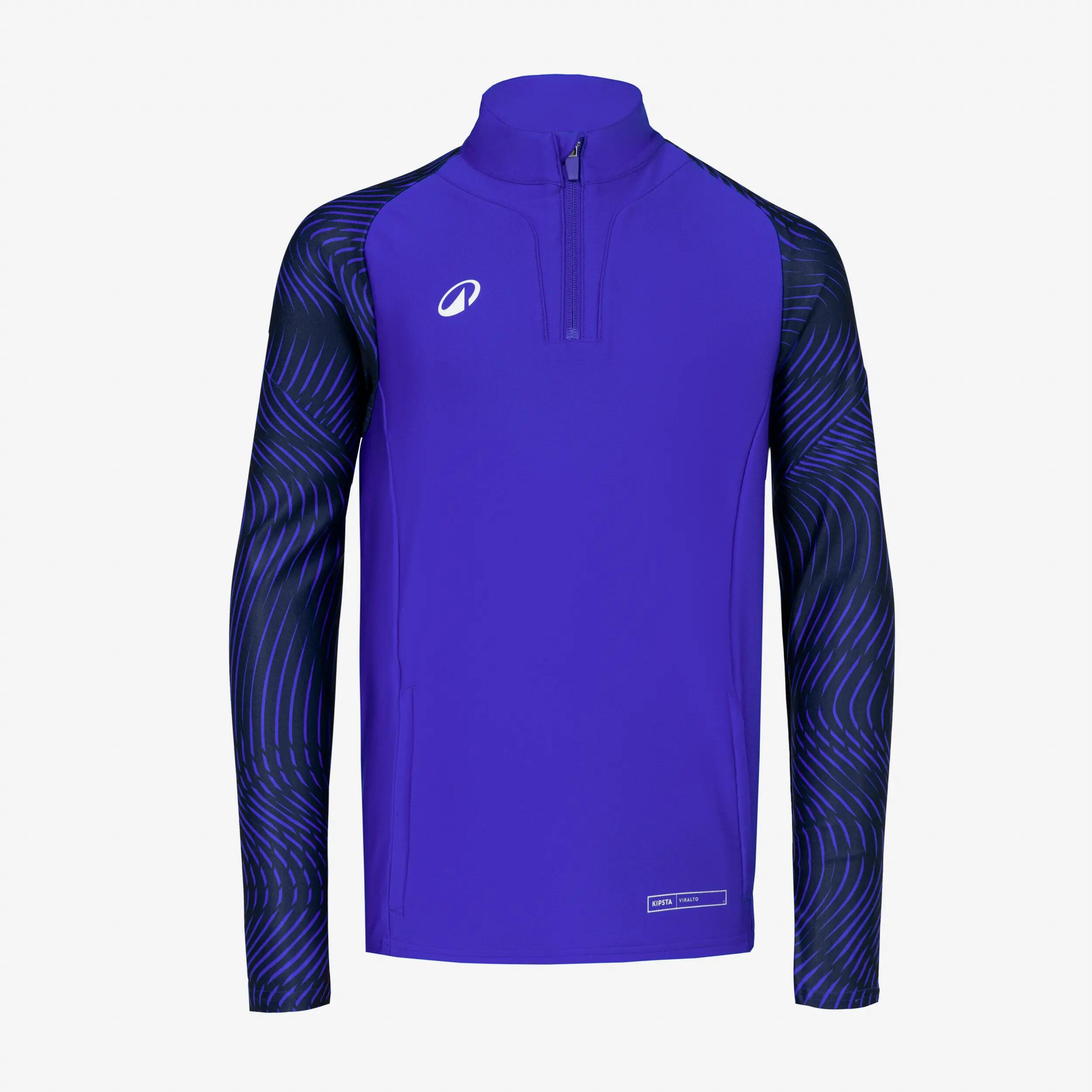 Camisola de Futebol com 1/2 Fecho Criança, Club Wavy Azul vivo/Azul-marinho 2/5