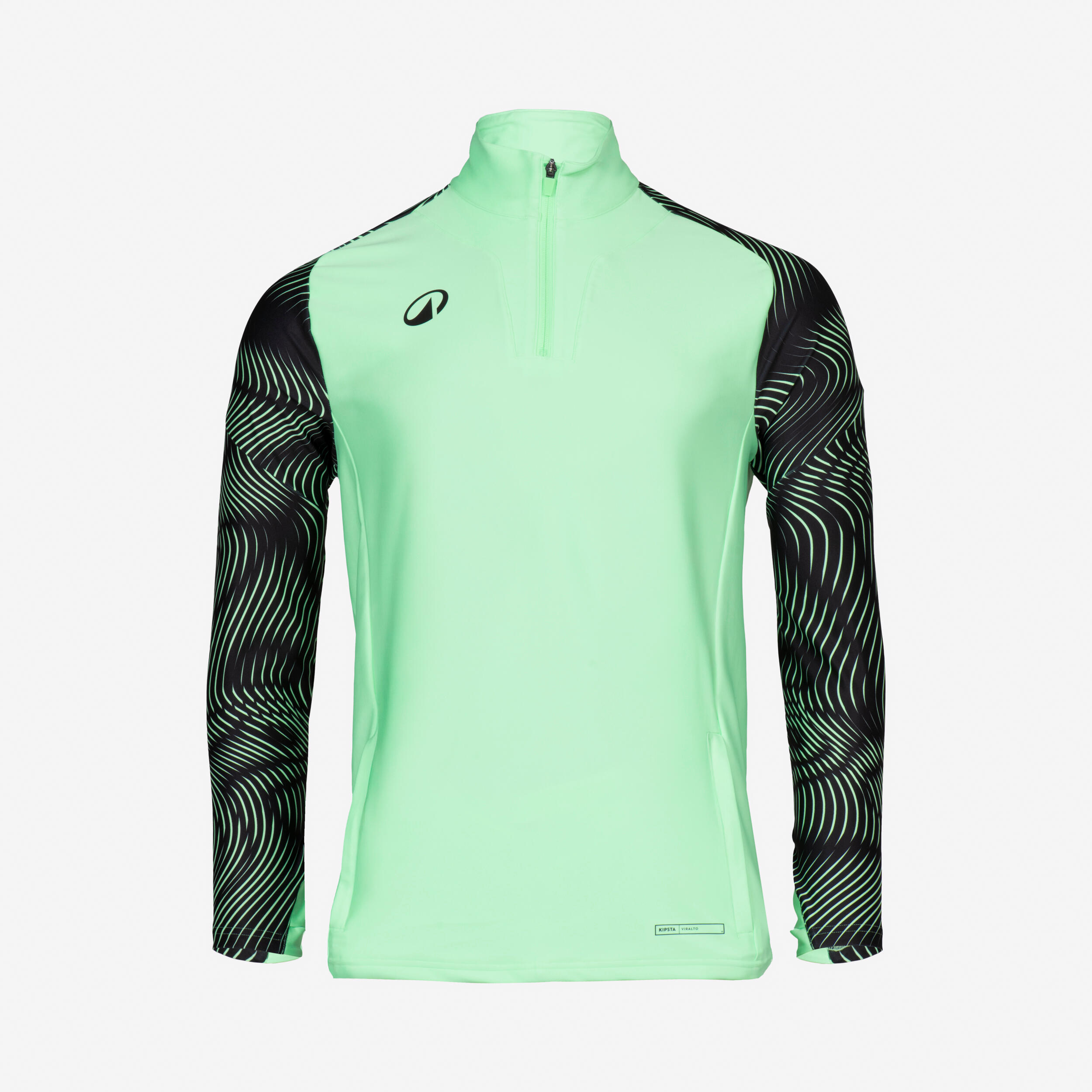Sweat 1/2 zip VIRALTO WAVY club Vert fluo et noir 2/5