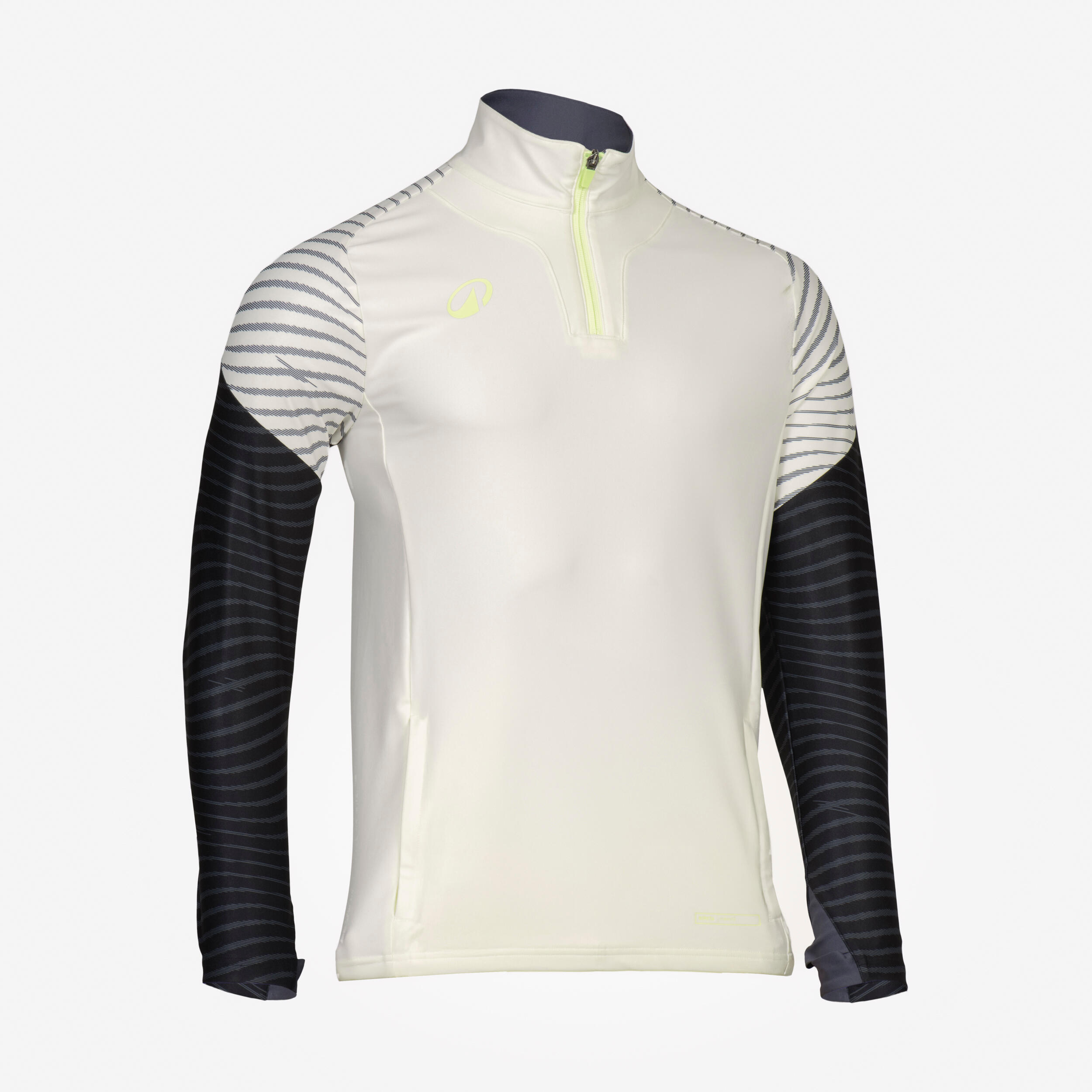 Sweat 1/2 zip de football adulte Viralto Ripples Ivoire et noir