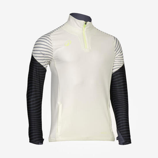 Sweat 1/2 zip de football adulte Viralto Ripples Ivoire et noir