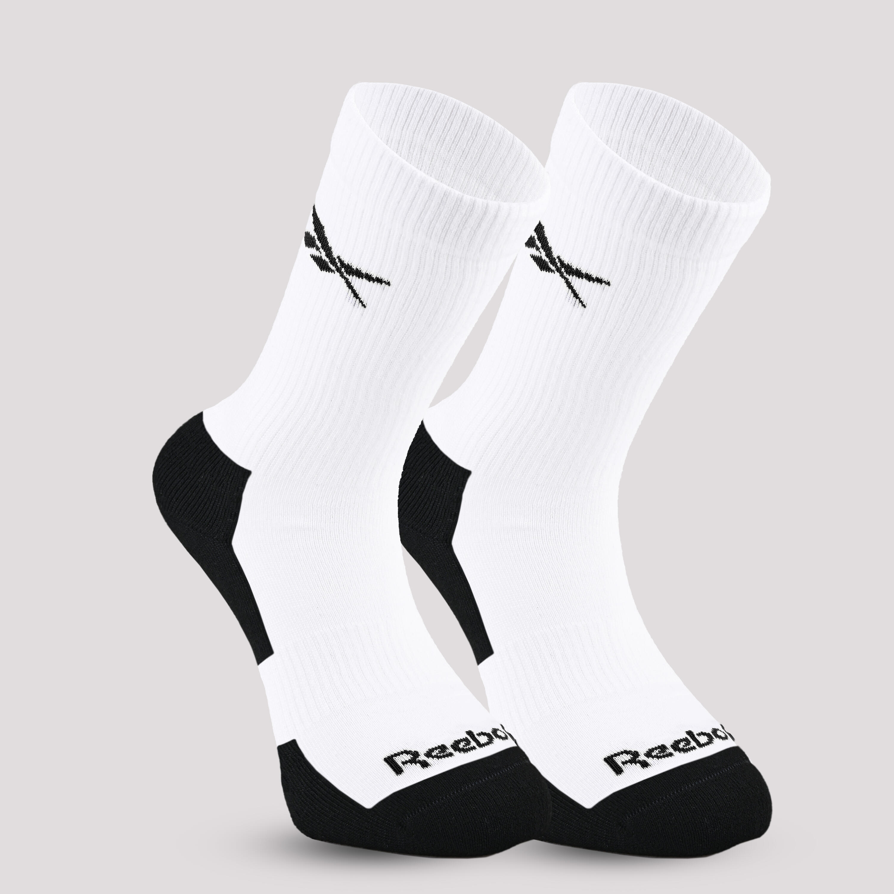 Meias de desporto cano alto adulto, branco, 3 pares 2/3