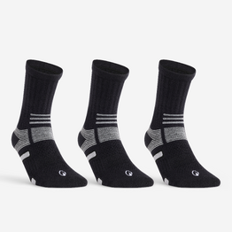 CHAUSSETTES DE SPORT HAUTES ARTENGO RS 560 NOIR GRIS LOT DE 3