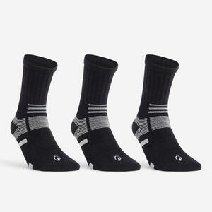 CALCETINES ALTOS DE DEPORTE ARTENGO RS 560 NEGRO GRIS LOTE DE 3 PARES