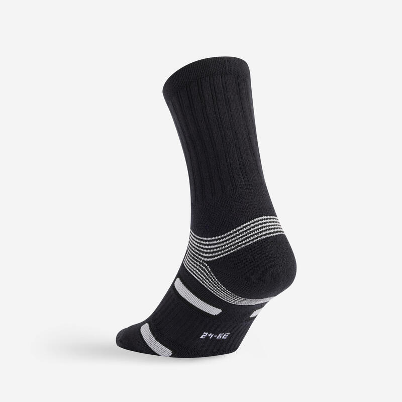 Set 3 Perechi Şosete Lungi Tenis RS560 Negru-Gri Adulți 