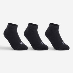 CHAUSSETTES DE SPORT ENFANT MI-HAUTES ARTENGO RS 100 NOIR LOT DE 3