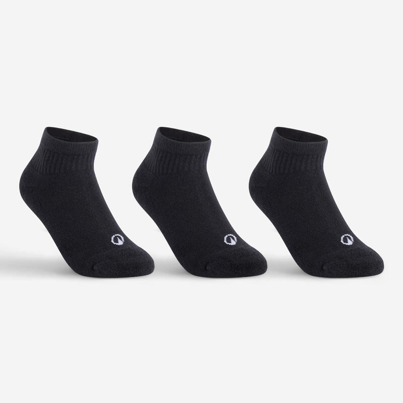 Set Şosete Mid Tenis RS100 x 3 Negru Copii