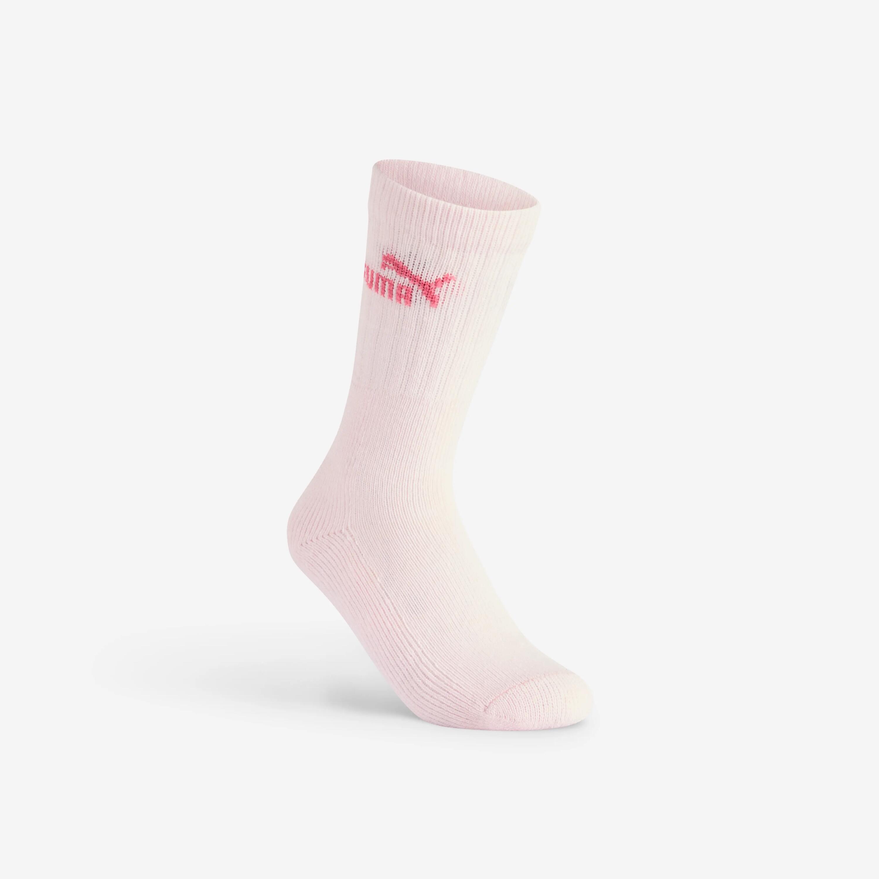 CHAUSSETTES DE SPORT PUMA HAUTES ROSE GRIS BLANC EN LOT DE 5. 2/5