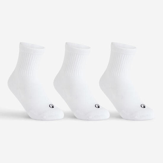 CHAUSSETTES SPORTS DE RAQUETTES HAUTES ENFANT ARTENGO RS 100 BLANCHE LOT DE 3