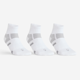 CHAUSSETTES DE SPORT MI-HAUTES ARTENGO RS 560 BLANC GRIS LOT DE 3