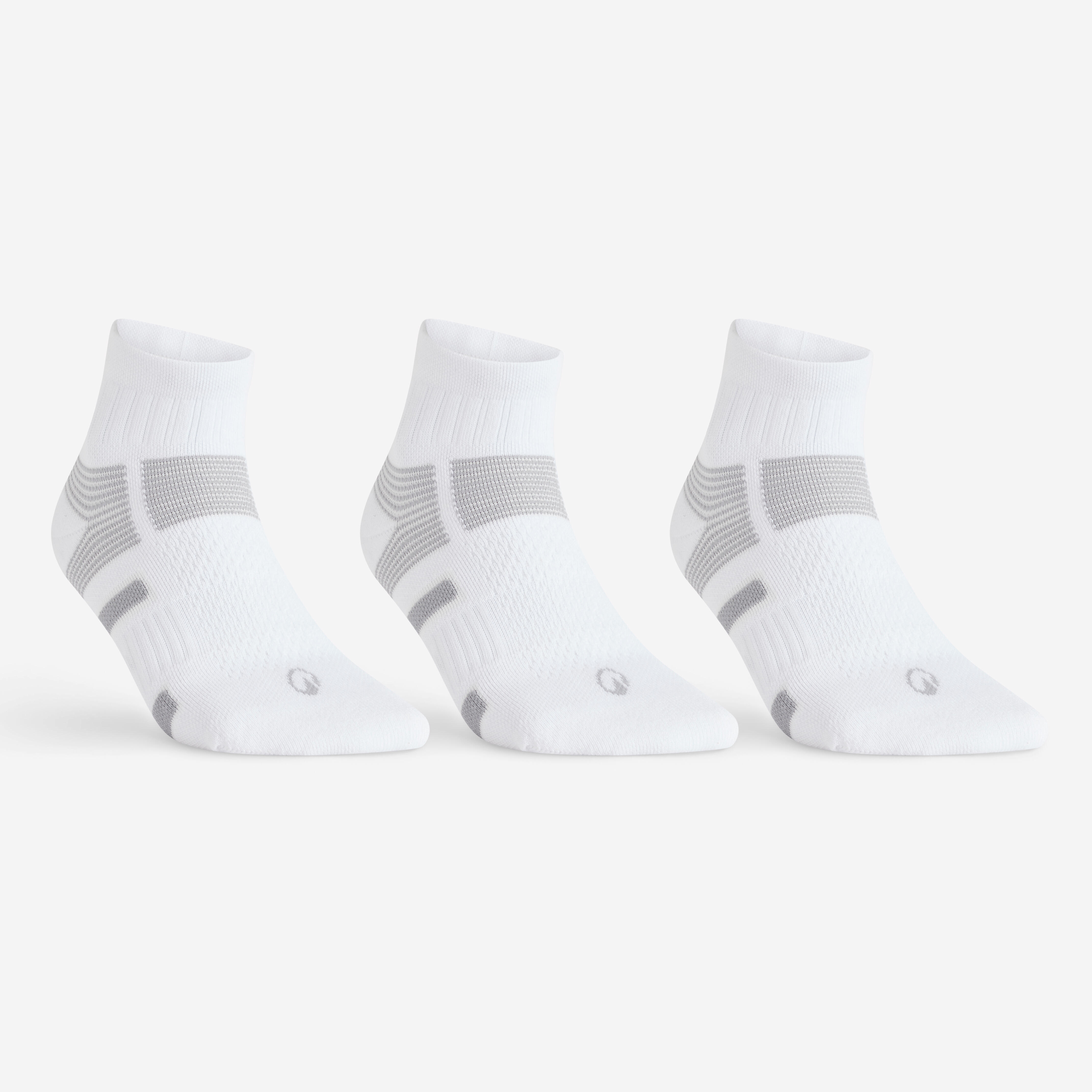 RS 560 Mid Sport Socks Tri-Pack - White/Grey - DECATHLON