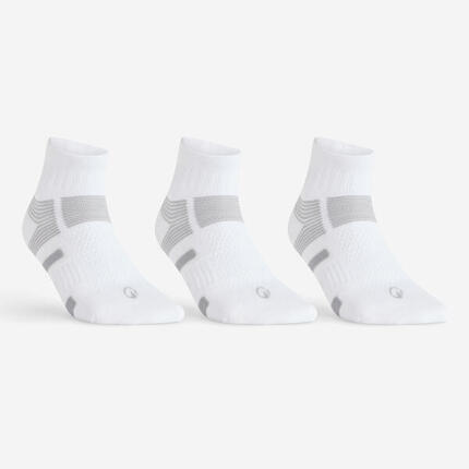 CHAUSSETTES DE SPORT MI-HAUTES ARTENGO RS 560 BLANC GRIS LOT DE 3