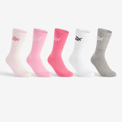 CHAUSSETTES DE SPORT PUMA HAUTES ROSE GRIS BLANC EN LOT DE 5.