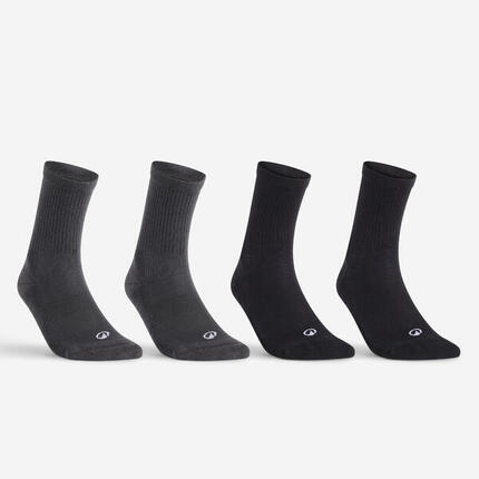 CHAUSSETTES DE SPORT HAUTES RS 300 NOIR, BLANC EN LOT DE 4.