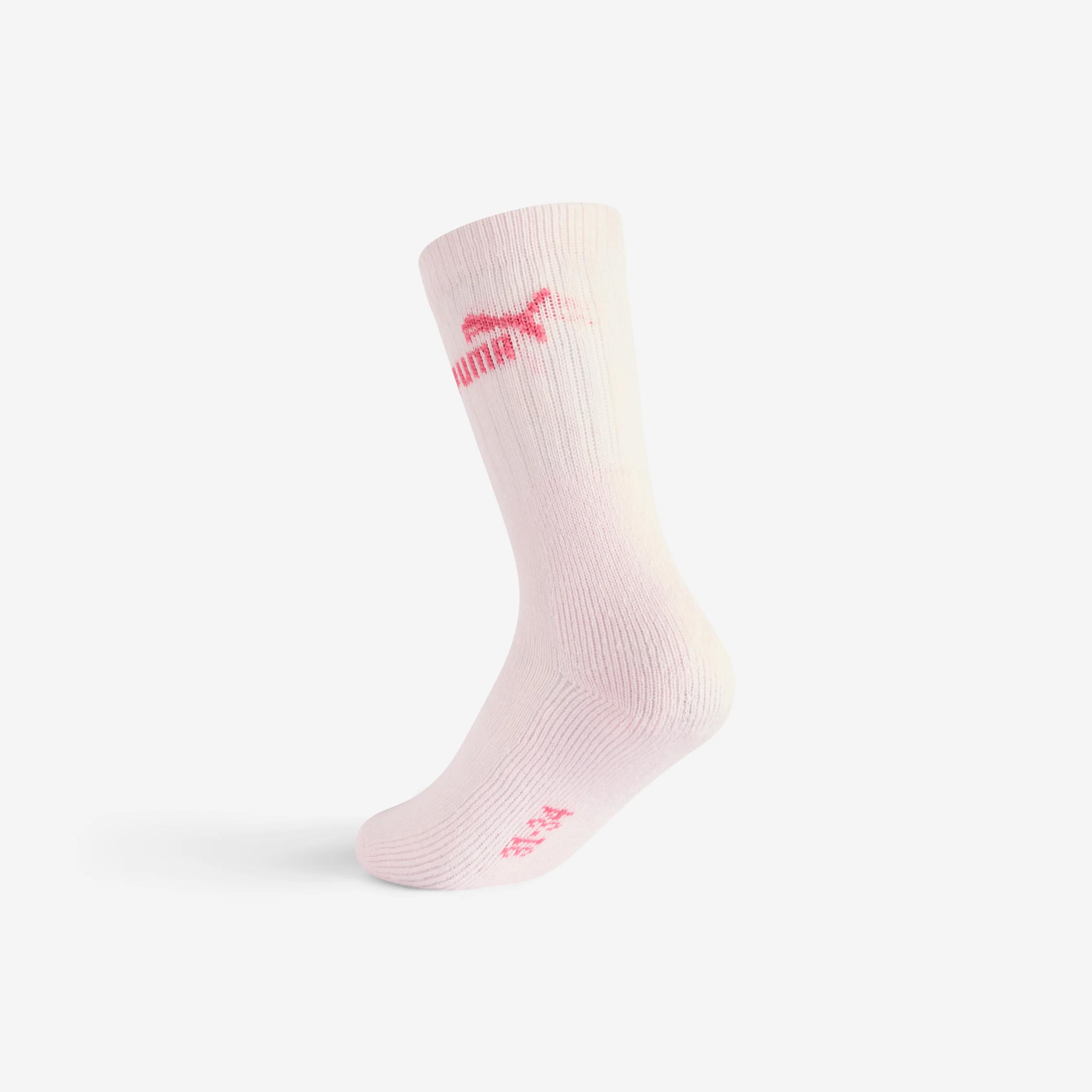 CHAUSSETTES DE SPORT PUMA HAUTES ROSE GRIS BLANC EN LOT DE 5. 5/5
