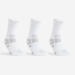 CHAUSSETTES DE SPORT HAUTES ARTENGO RS 560 BLANC GRIS LOT DE 3