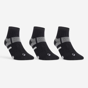 CALCETINES DE DEPORTE MEDIA CAÑA ARTENGO RS 560 NEGRO GRIS LOTE DE 3