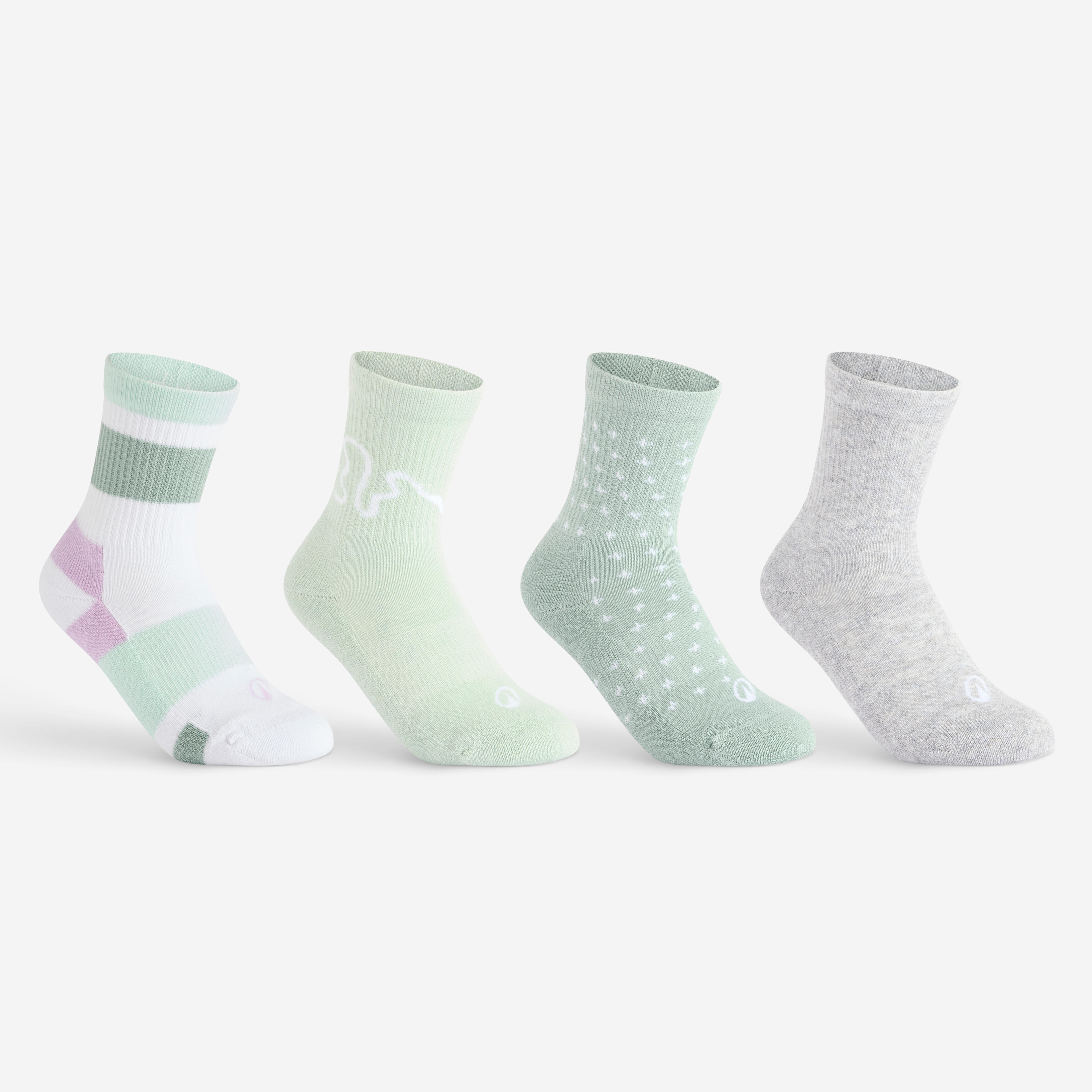 SET DE 4 X PERECHI ȘOSETE DE TENIS LUNGI RS 300 GRI VERDE COPII