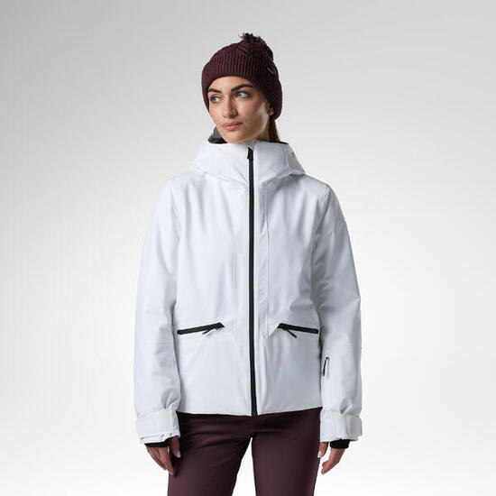 Warme en waterdichte ski-jas voor dames Rochrun wit