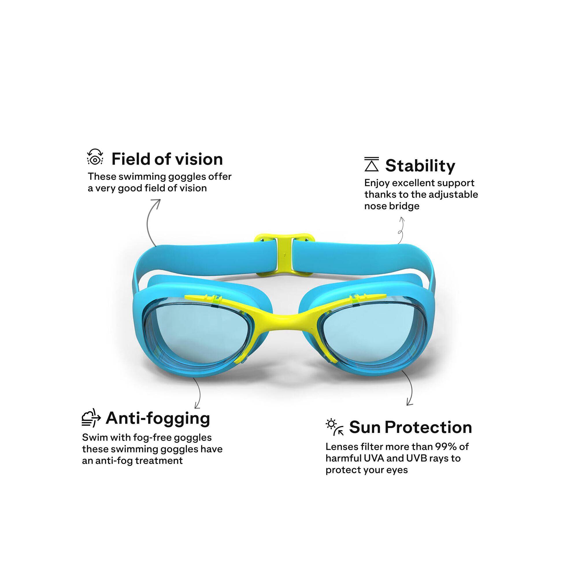 Kids Swimming Goggles UV Protection Anti Fogging Clear Lenses Xbase Blue Yellow -  2