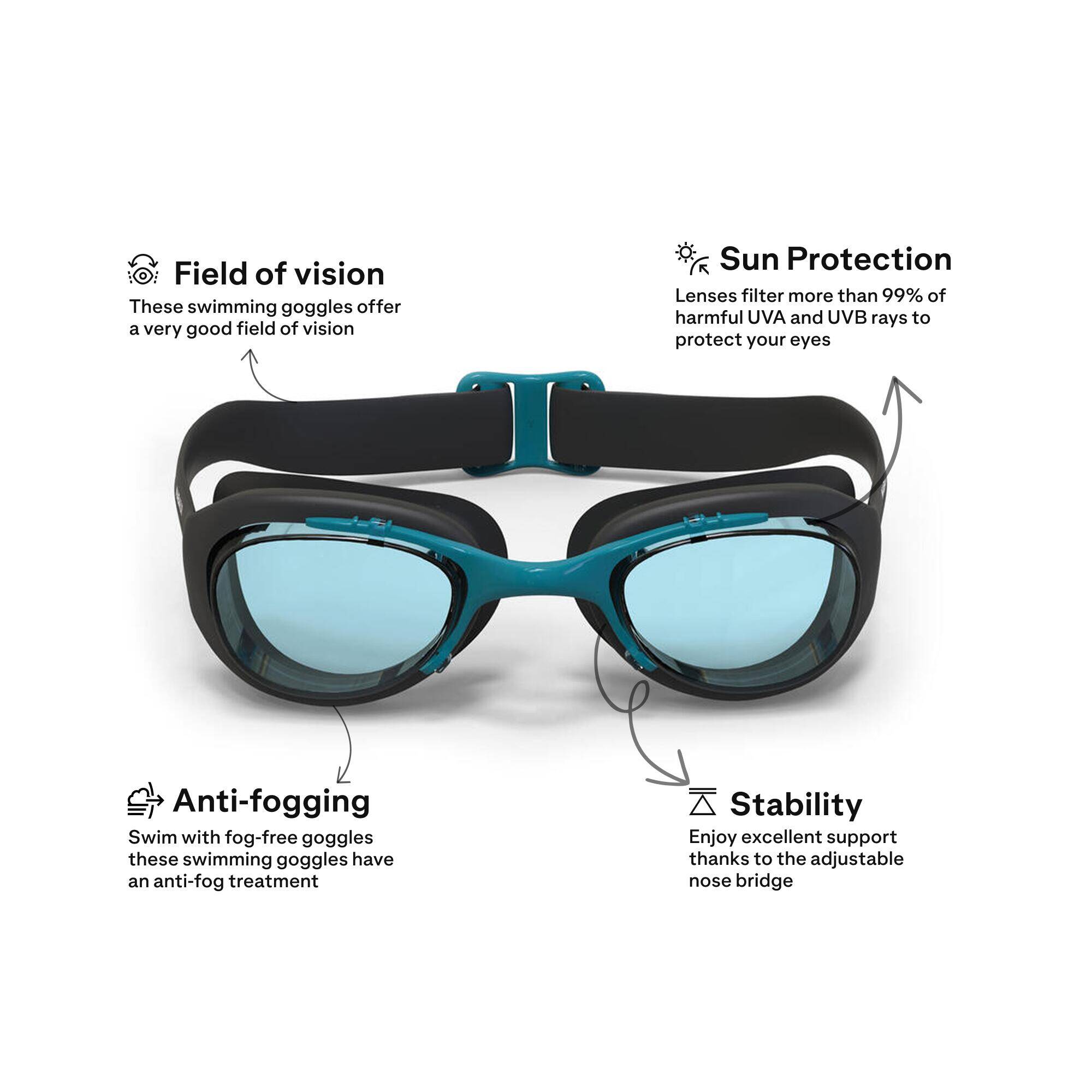 Adult Swimming Goggles Men Women UV Protection Xbase Anti-Fog Clear Lenses Black -  3