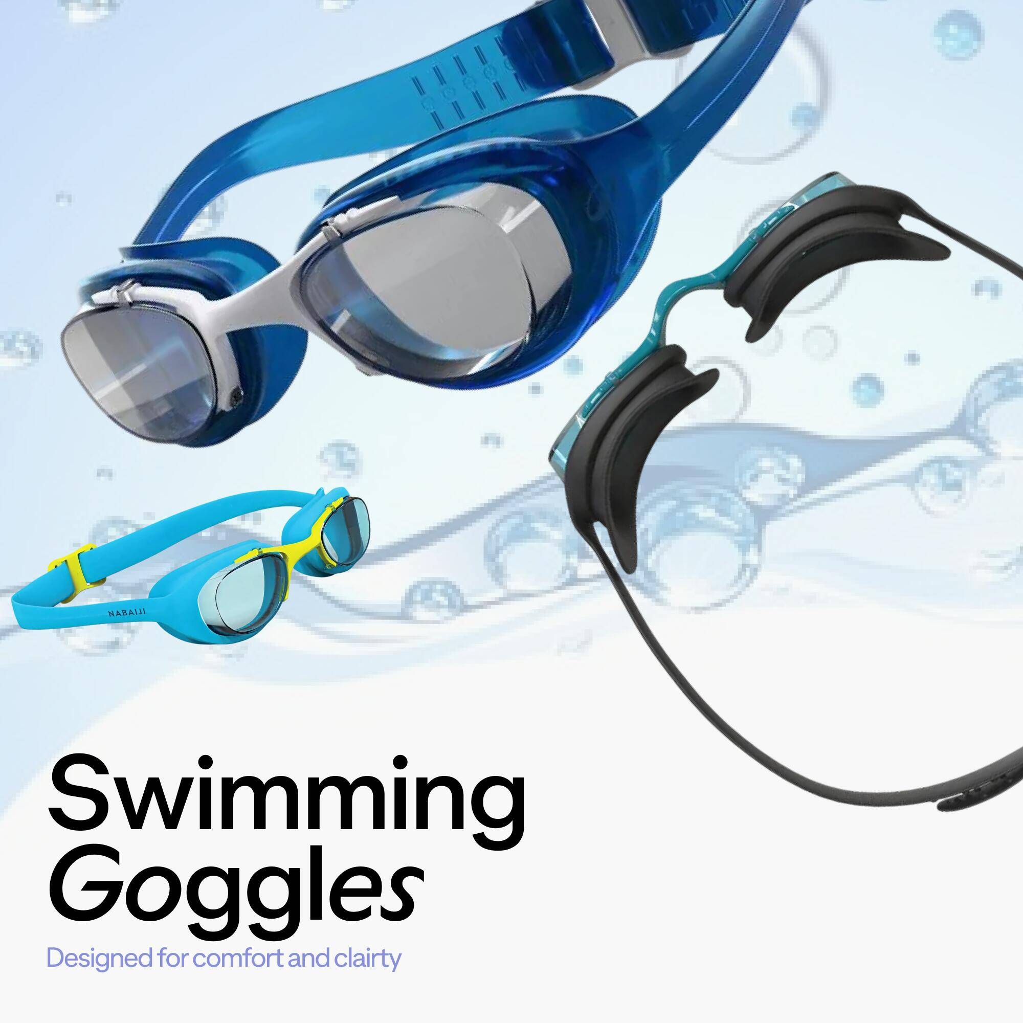 Kids Swimming Goggles UV Protection Anti Fogging Clear Lenses Xbase Blue Yellow -  3