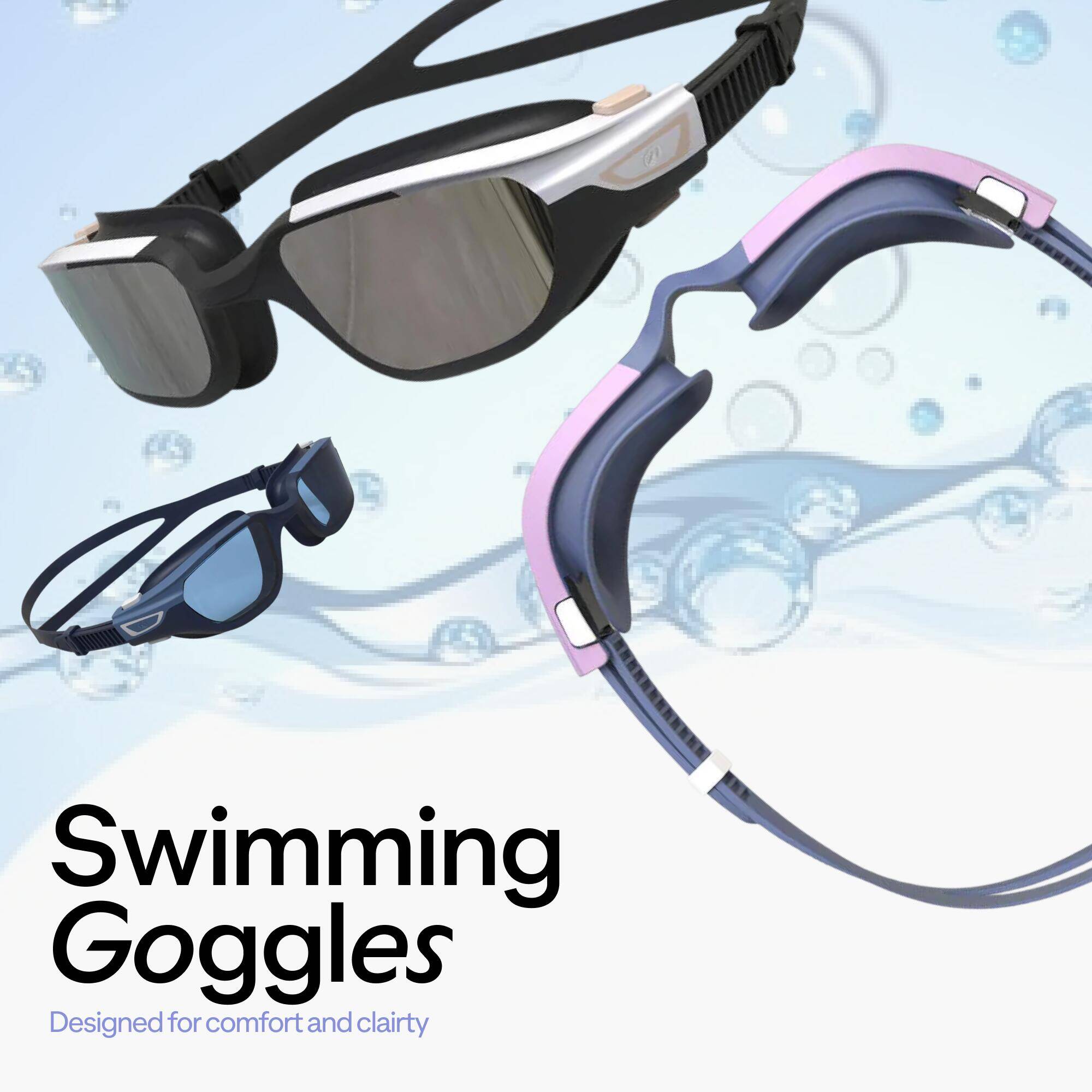 Swimming Goggles Universal Size Mirror Lenses Swedish 900 White Red -  3