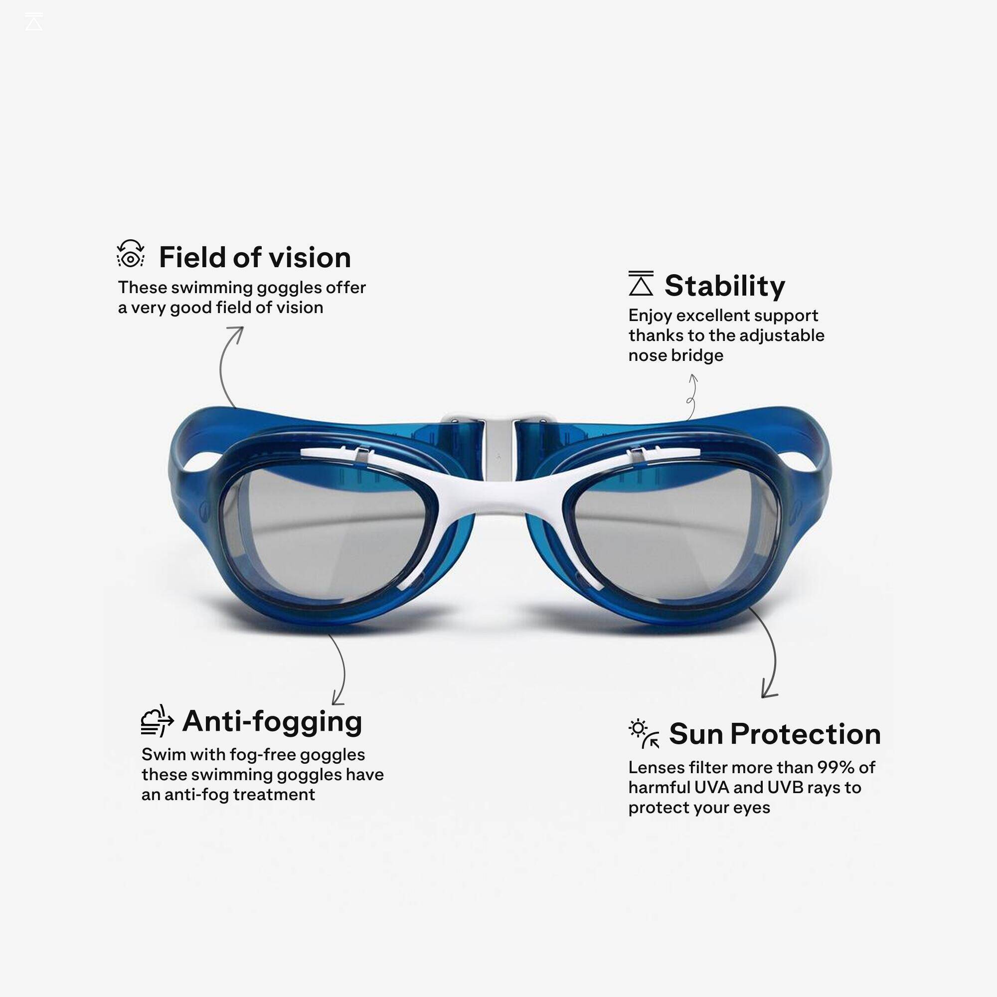 Kids' Swimming Goggles Xbase Clear Lenses Adjustable & Comfortable Blue White -  2