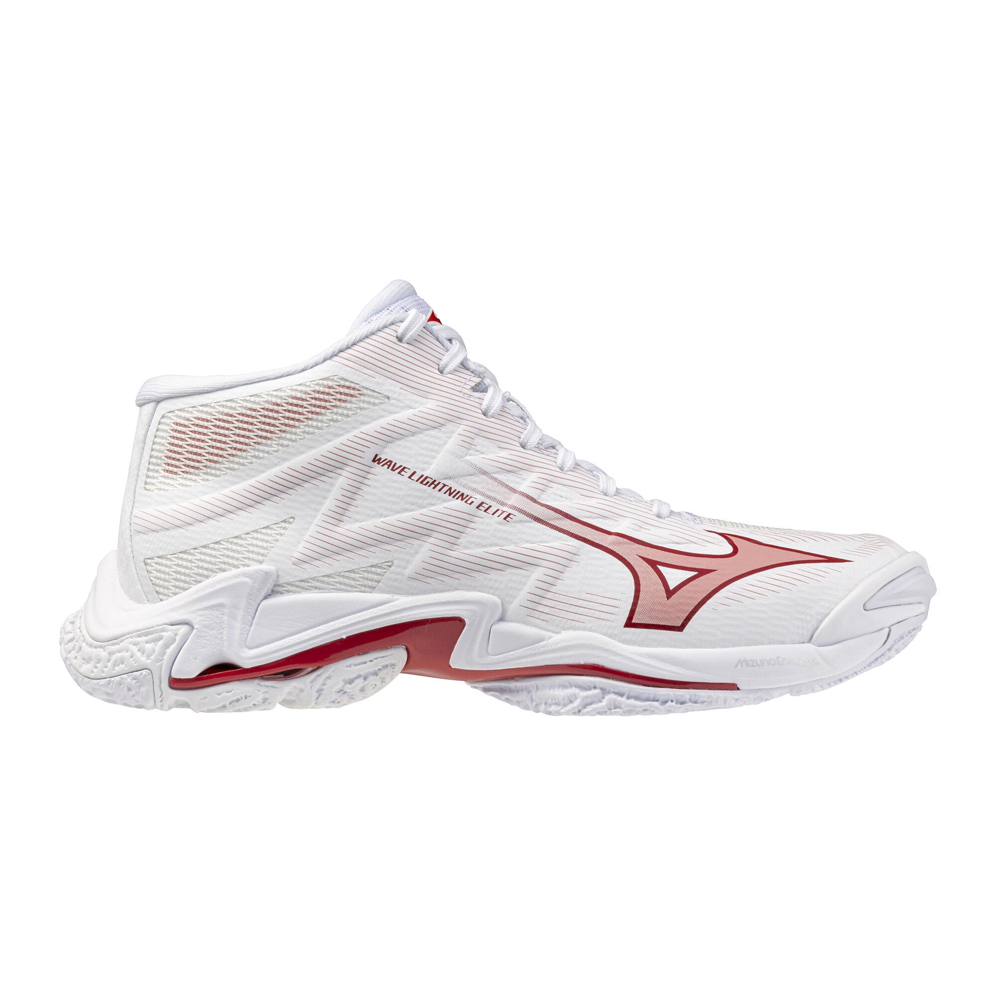 Scarpe pallavolo adulto WAVE LIGHTNING ELITE MID bianche rosse 5/6