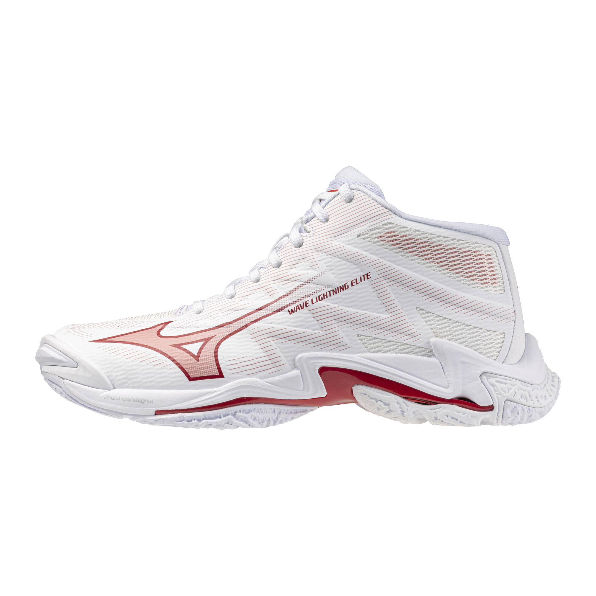 Scarpe pallavolo adulto WAVE LIGHTNING ELITE MID bianche rosse 6/6