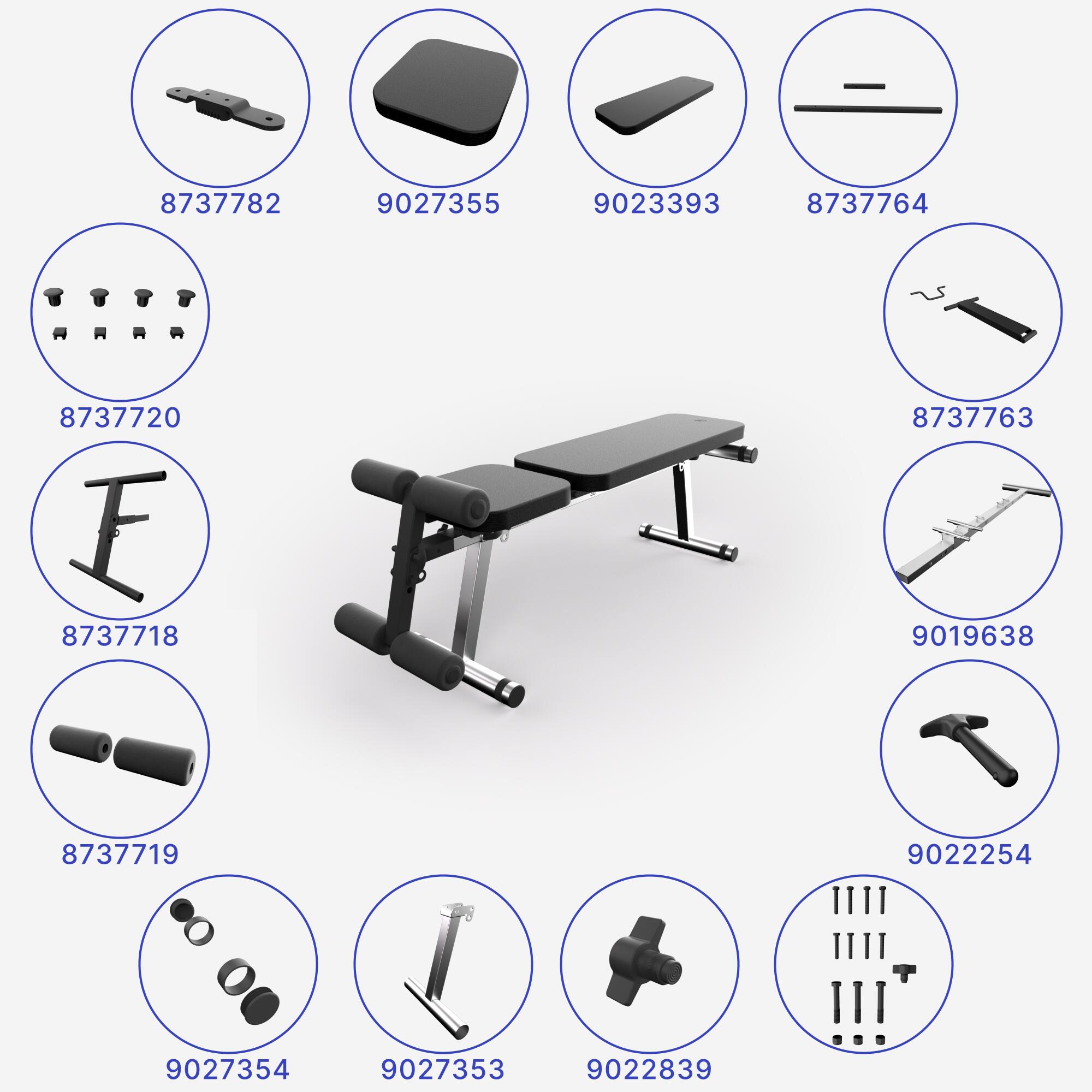 Banc de musculation pliable inclinable et déclinable, bench 500 9/15