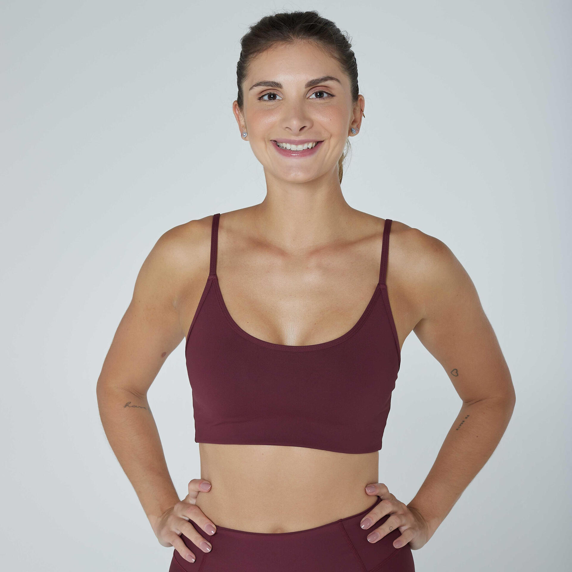 Top Feminino de Treino Slim Domyos Bordô