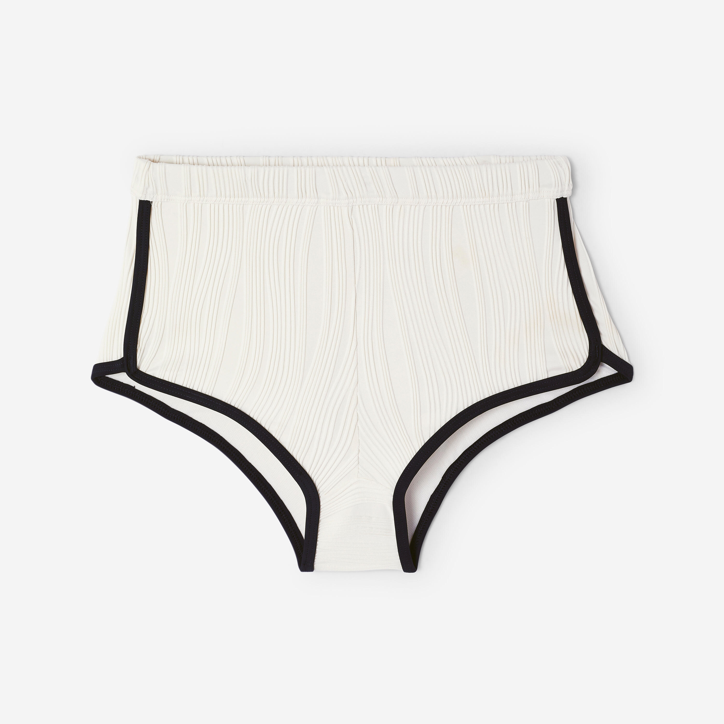 Bas de maillot de bain surf shorty taille haute femme, Caro Bonbon blanc 6/8
