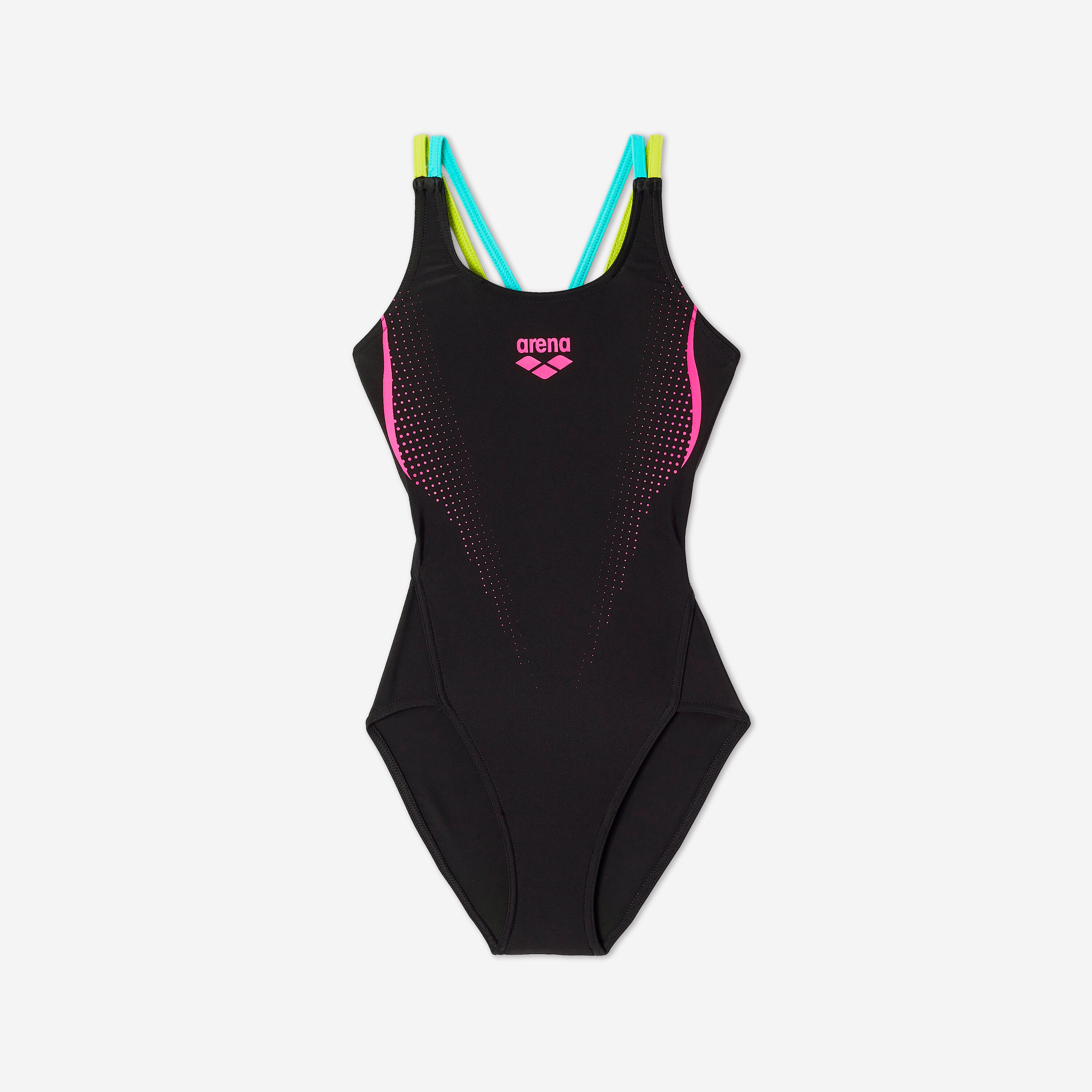 Maillot de bain 1 pièce natation Fille - Arena noir double straps 7/9
