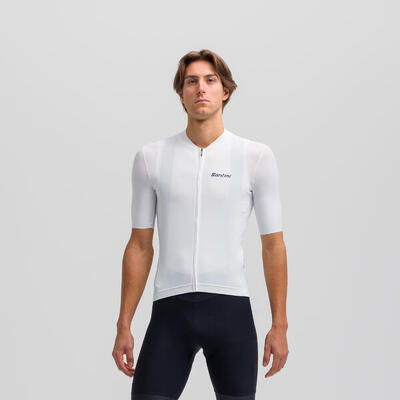 Maglia ciclismo unisex Premium Santini bianca taglio slim