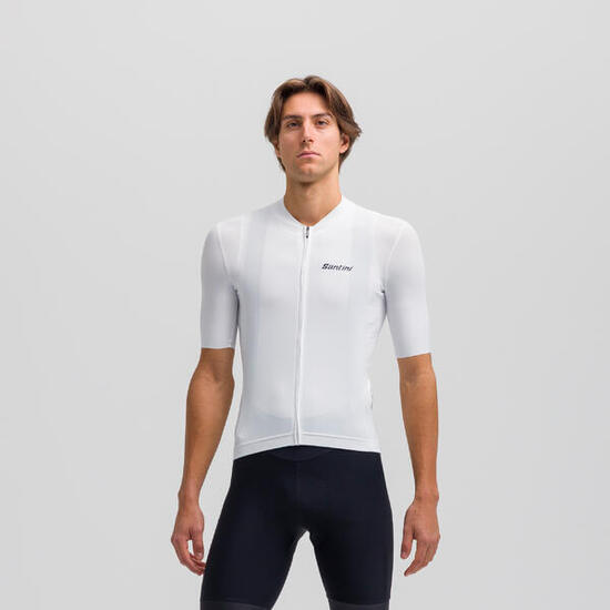 Maglia ciclismo unisex Premium Santini bianca taglio slim