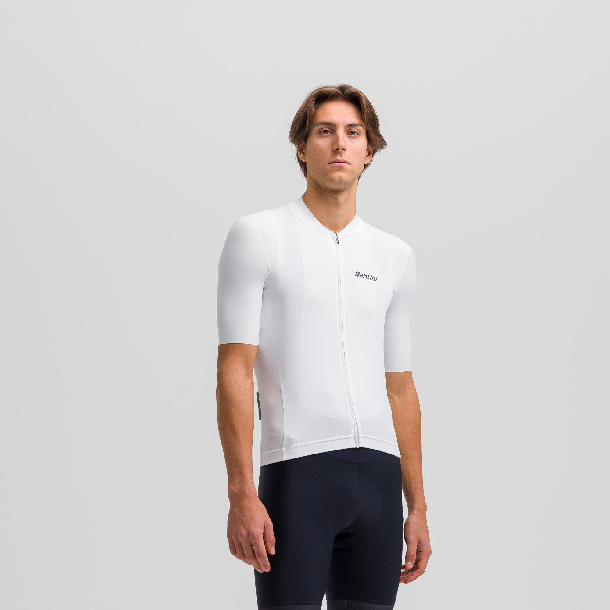 Maglia ciclismo unisex Premium Santini bianca taglio slim 4/14