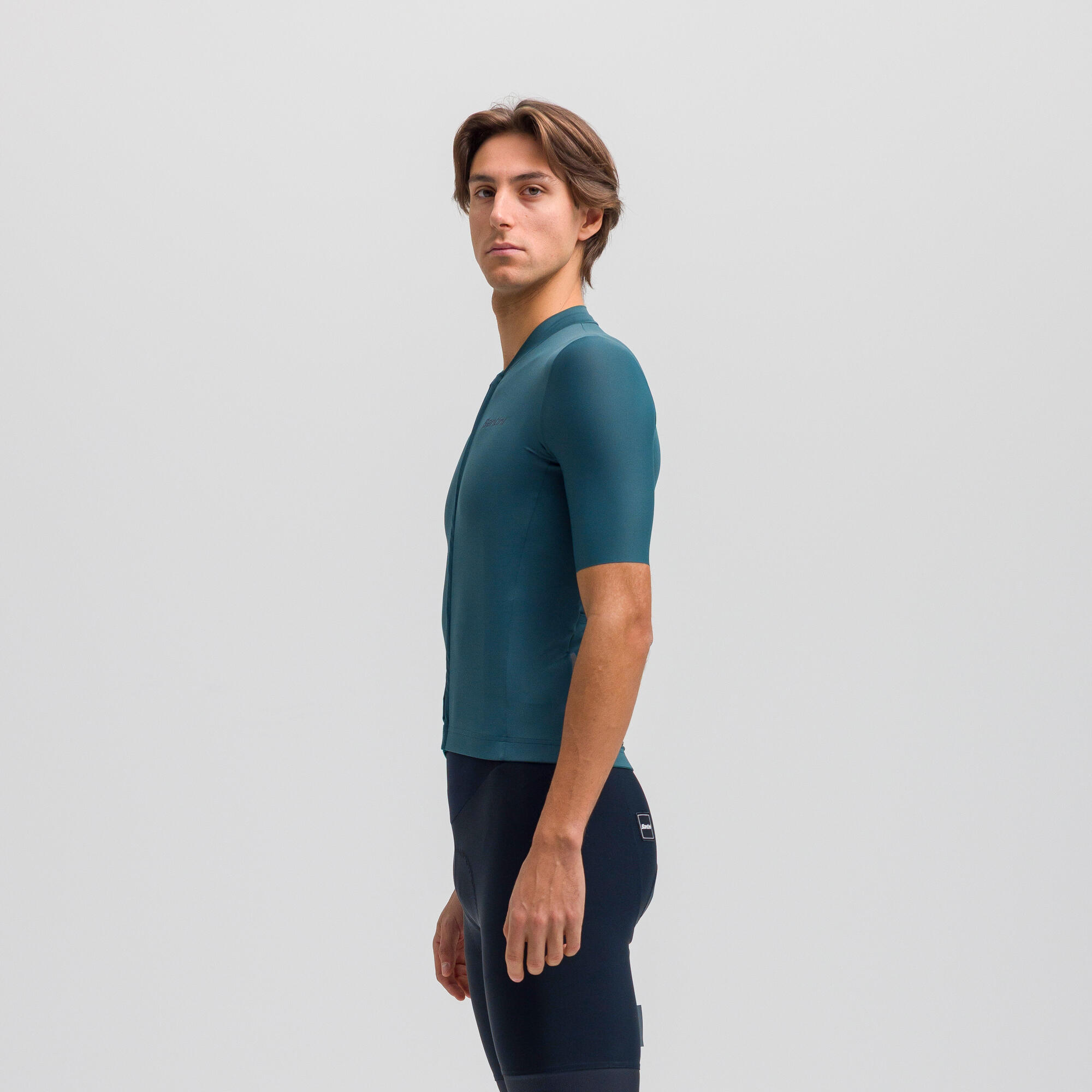 Maglia ciclismo unisex Premium Santini teal taglio slim 3/13