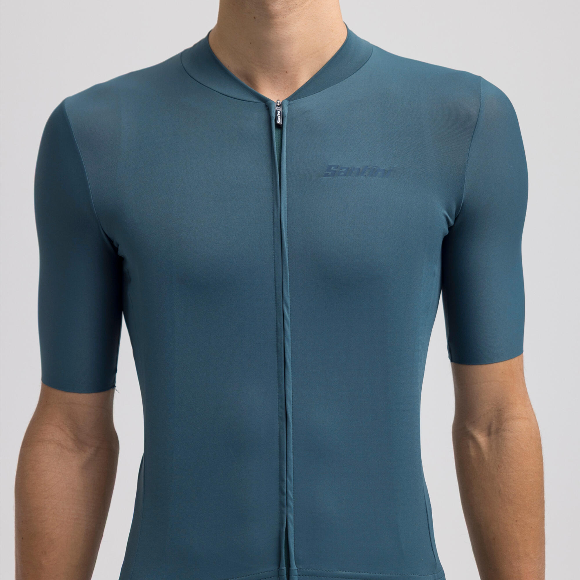 Maglia ciclismo unisex Premium Santini teal taglio slim 8/13