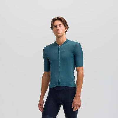 Maglia ciclismo unisex Premium Santini teal taglio slim